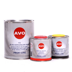 Изображение AVO 2K HS 4:1 Grundier Füller  Acrylfiller grau 1,5 Liter Set (1Liter Füller + 0,25 Liter Härter + 0,25 Liter 2K Acrylverdünnung)