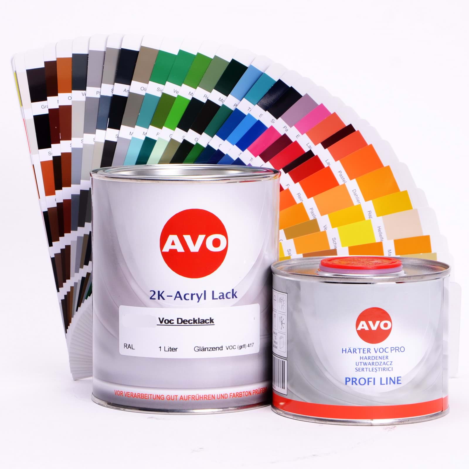 AVO 2K HS RAL Farb Set 1,5 Liter ( 1L AVO VOC Autolack und 0,5L AVO VOC Härter ) resmi