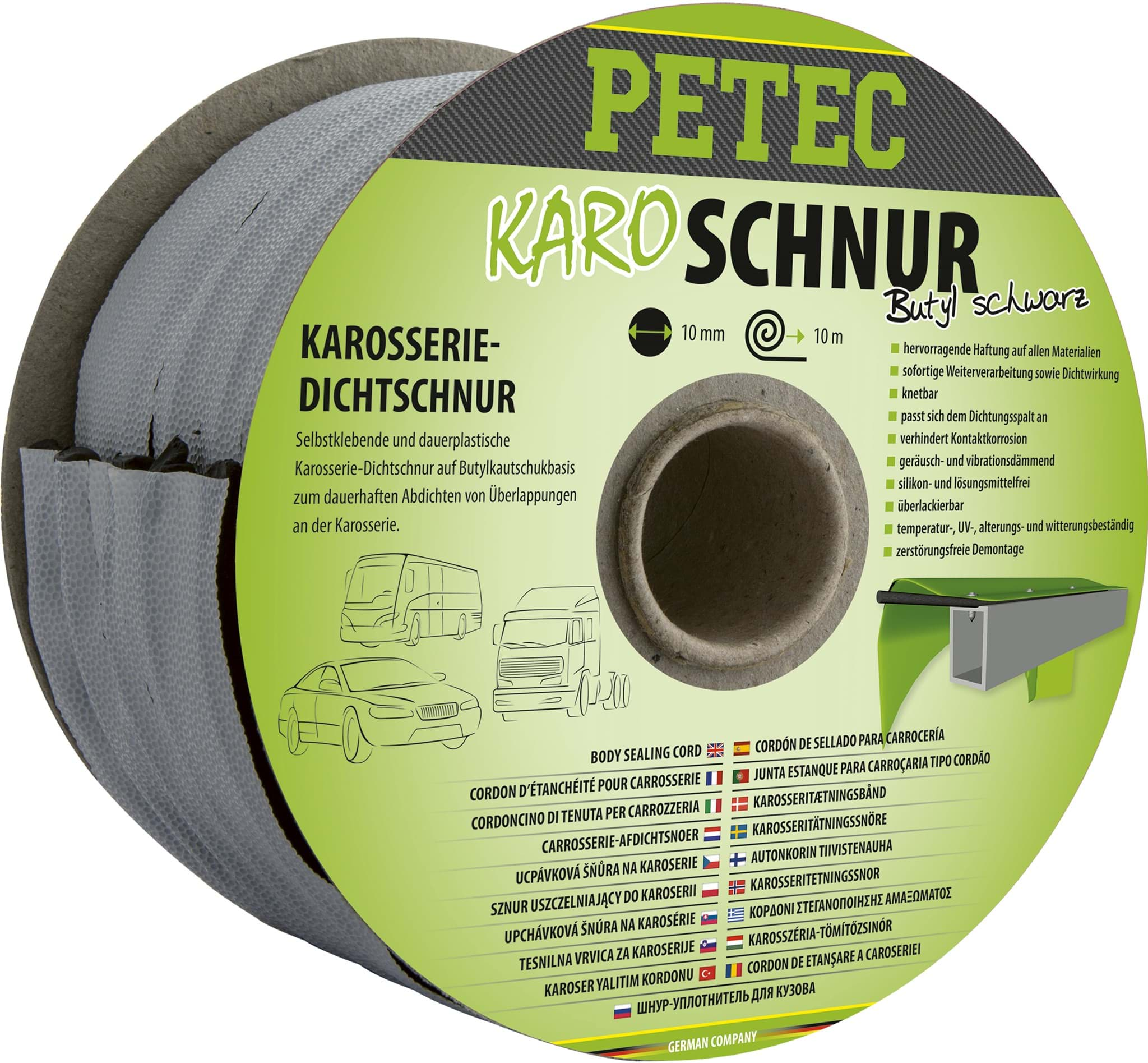 Karosserie Butyl Dichtschnur , schwarz 10mm x 10m resmi