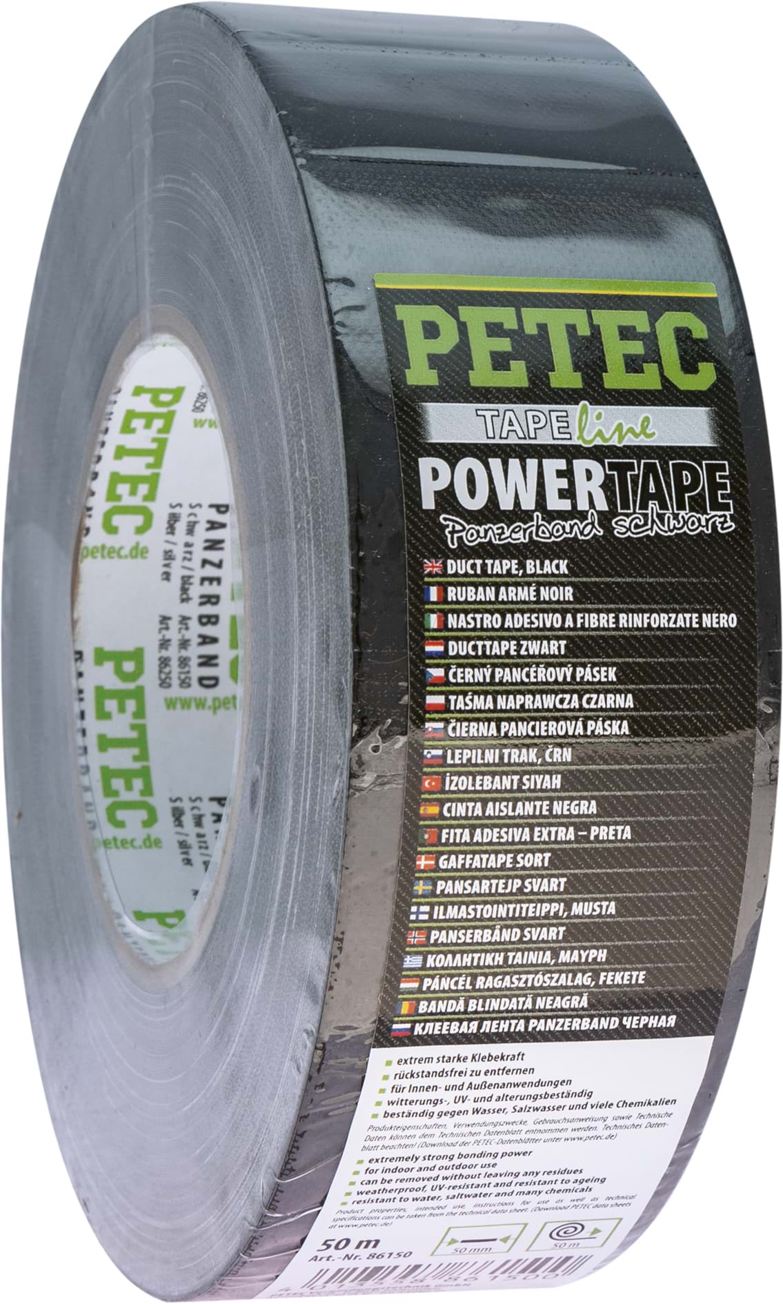 Bild von Petec Power Tape / Panzerband schwarz 50m x 50mm