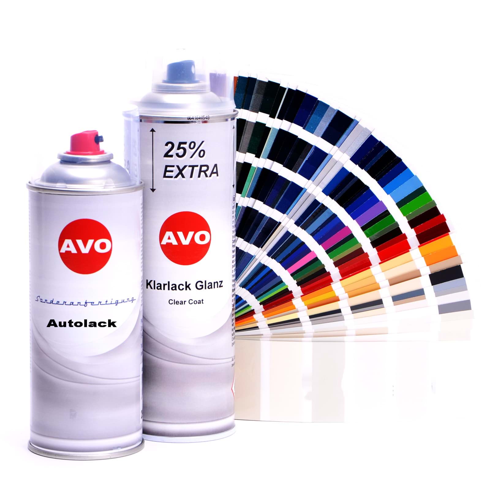 Bild von AVO Autolack Lackspray-Set für Mercedes 755 Tenoritgrau metallic 400ml Basislack + 500ml Klarlack