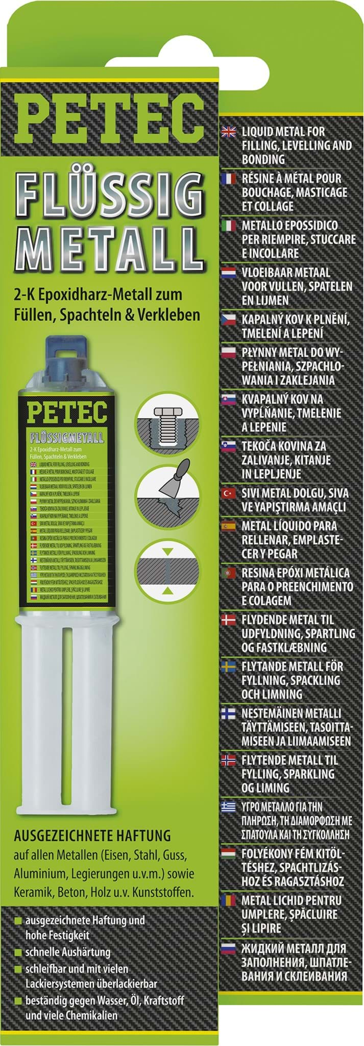 Bild von Petec Flüssigmetall 2-Komponenten Epoxydharz Metall 25ml