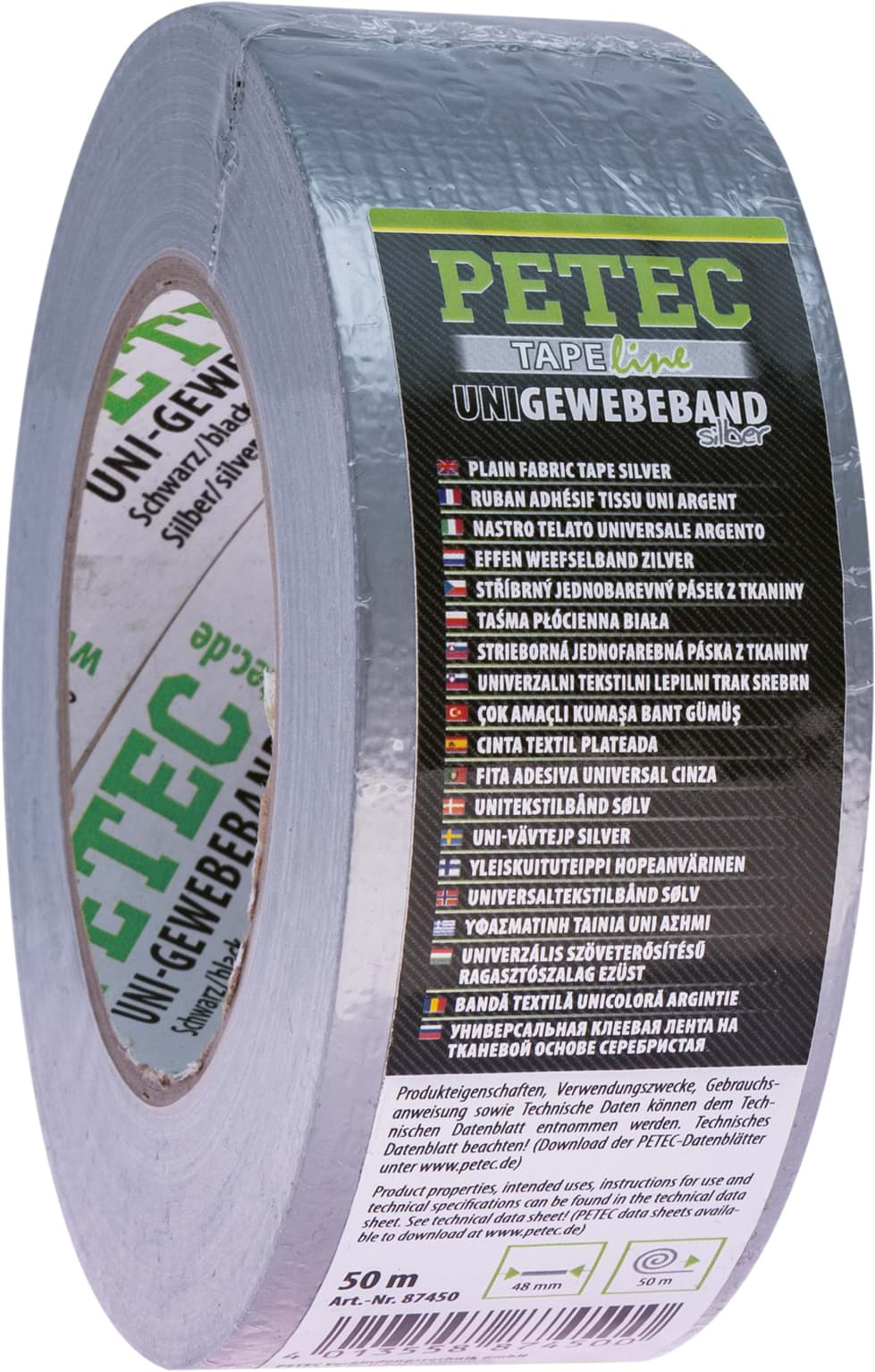 Bild von Petec Uni-Gewebeband silber 48mm X 50m Panzerband 87450