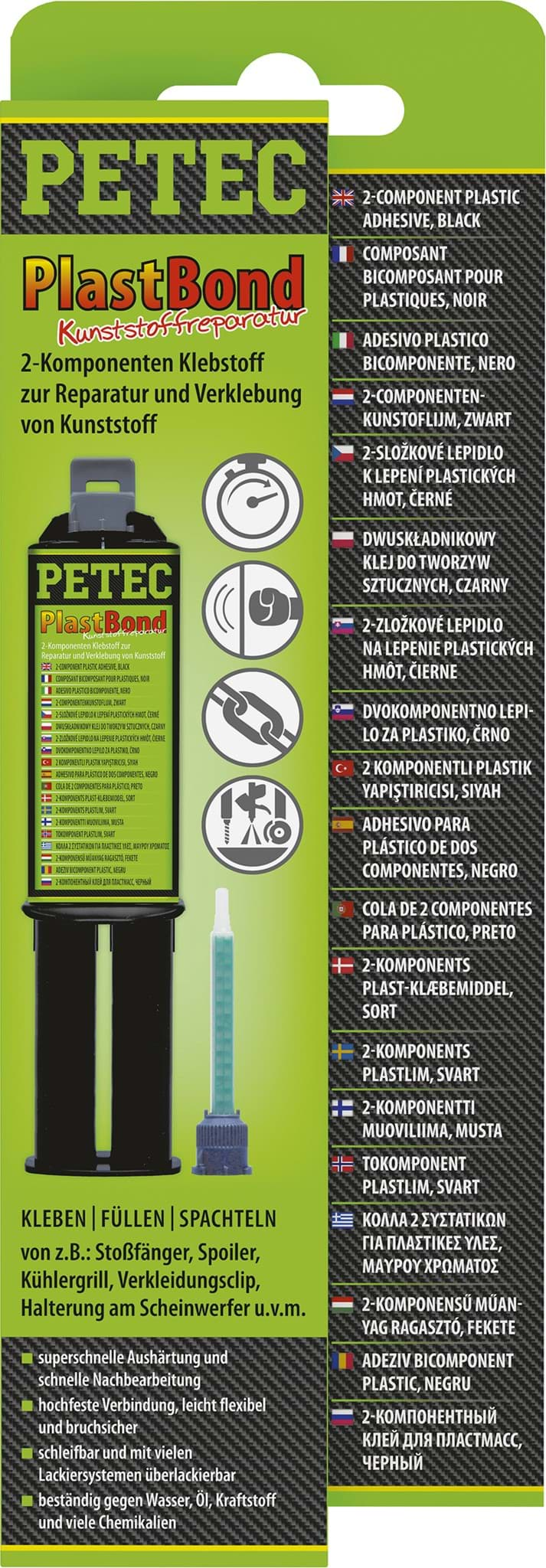 Bild von Petec PlastBond 2-Komponenten Hochleistungskleber für Kunststoff 24ml