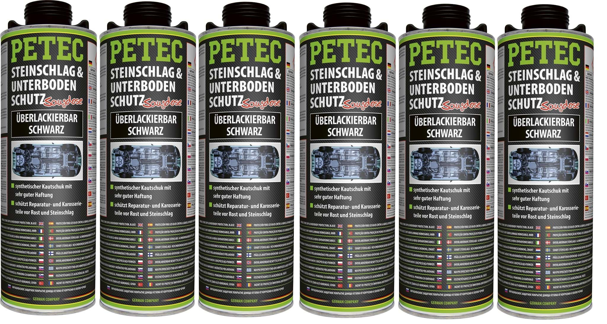 Изображение Petec Steinschlagschutz, Unterbodenschutz schwarz überlackierbar 6 x 1liter 73210