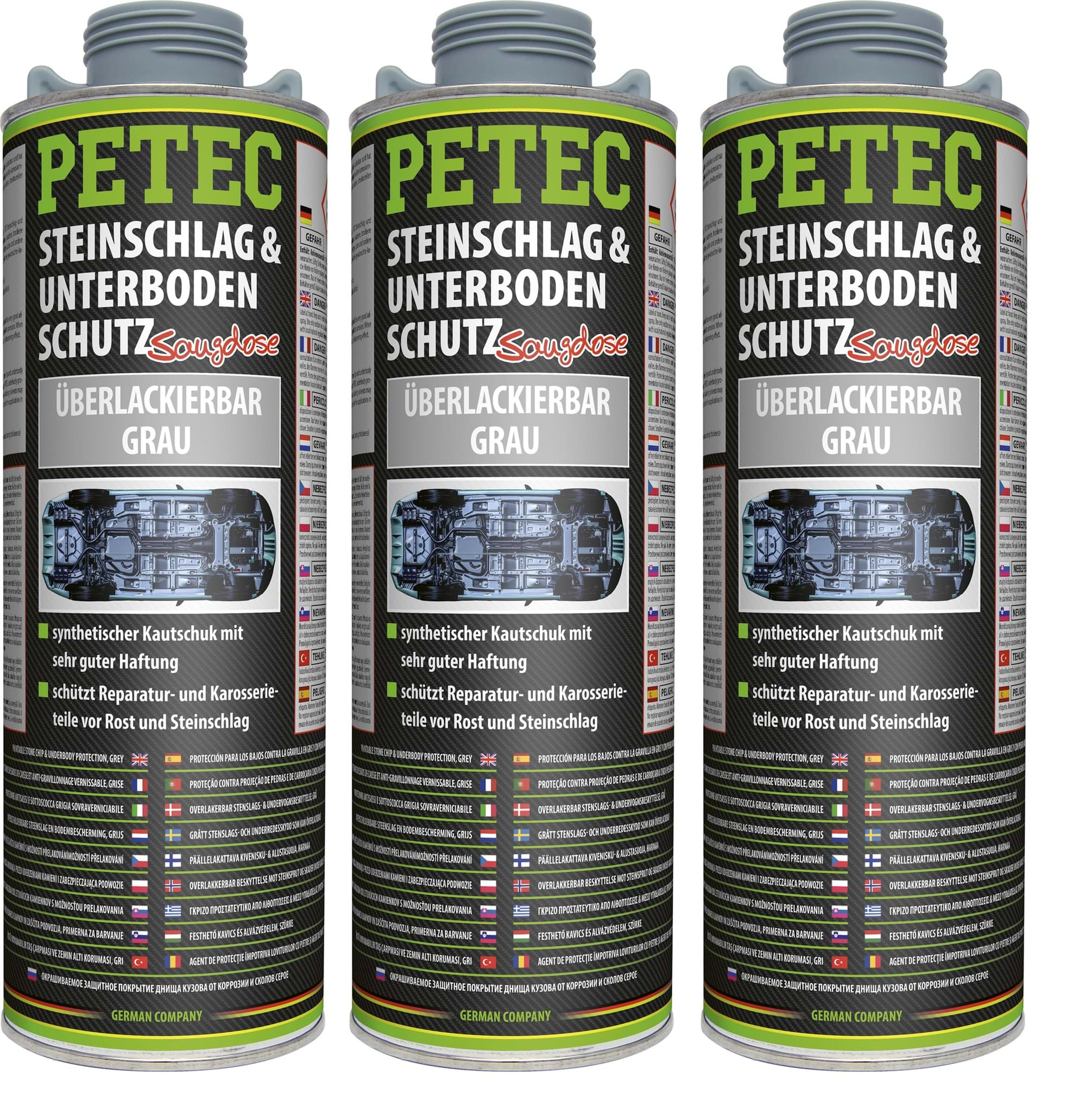 Bild von Petec Steinschlagschutz Unterbodenschutz UBS grau überlackierbar 3 x 1liter 73310