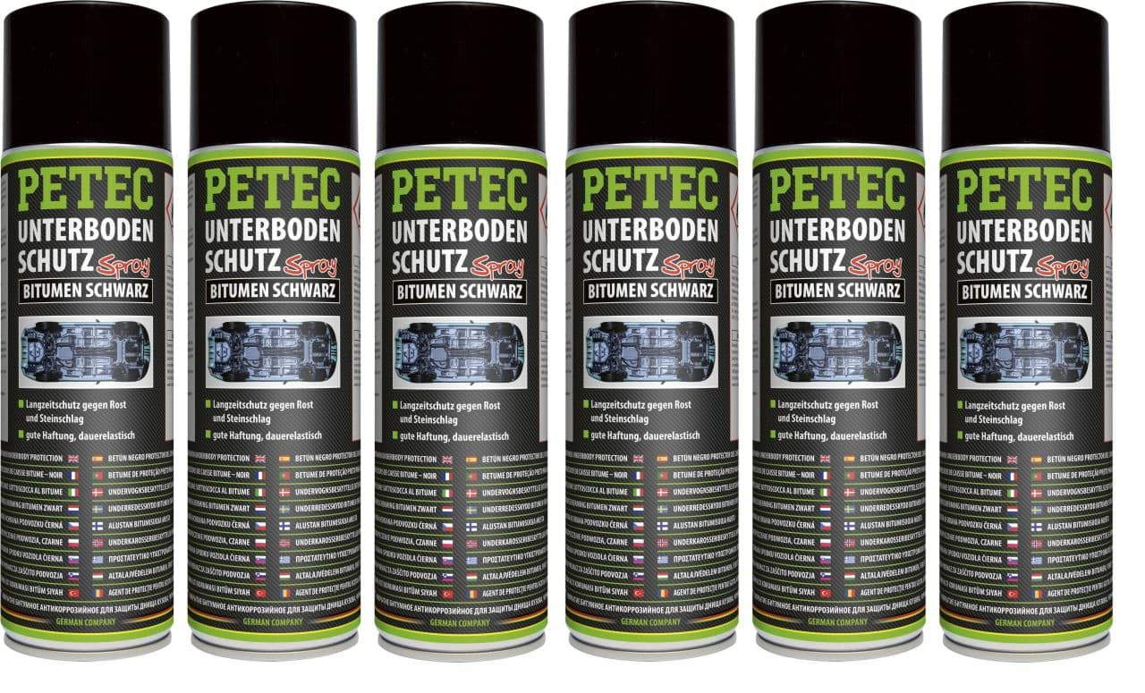 Изображение Petec Unterbodenschutz Bitumen Spray nicht überlackierbar schwarz 6 x 500ml 73150