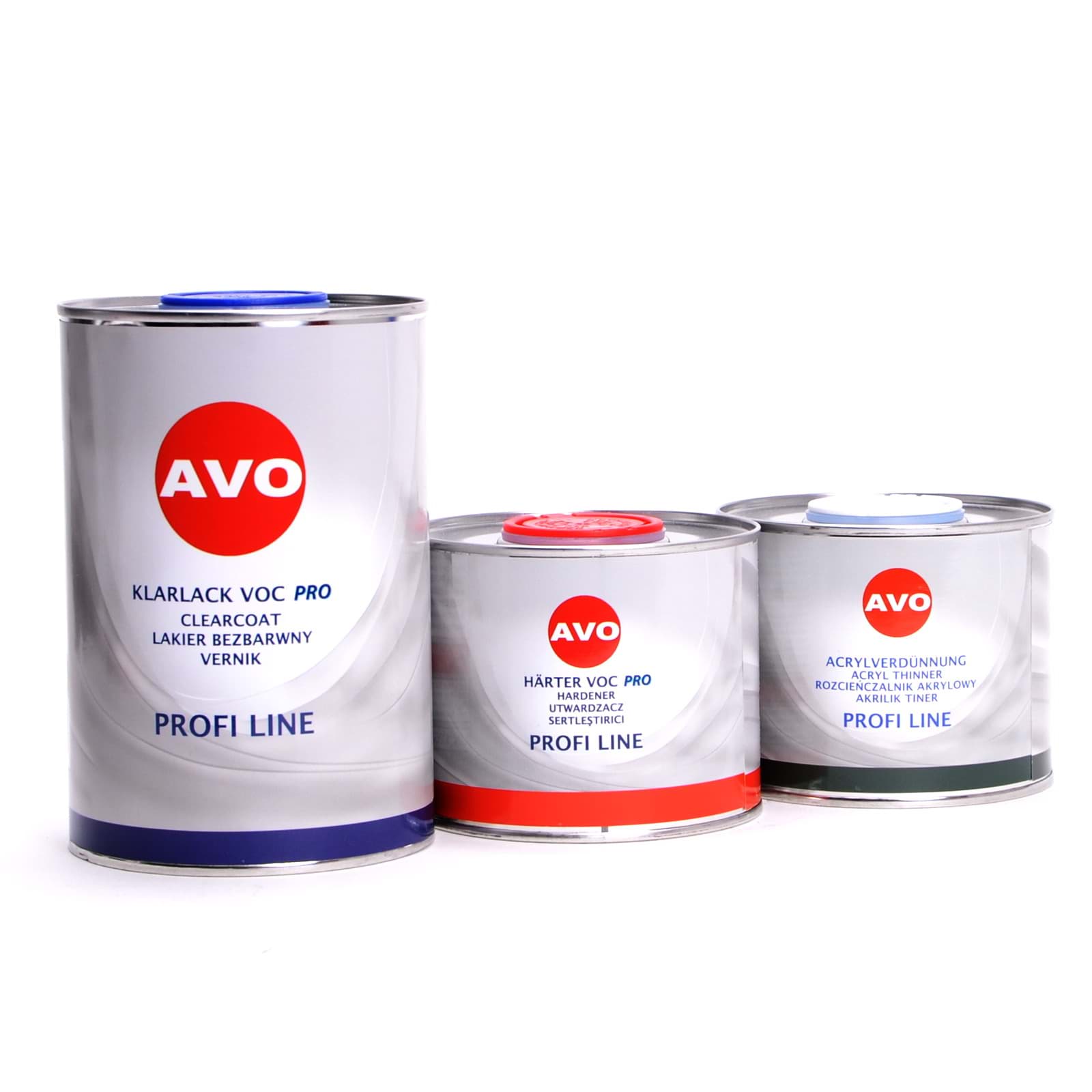 AVO 2 Liter 2K VOC PRO Klarlack SET mit Härter und Verdünnung hochglänzend resmi