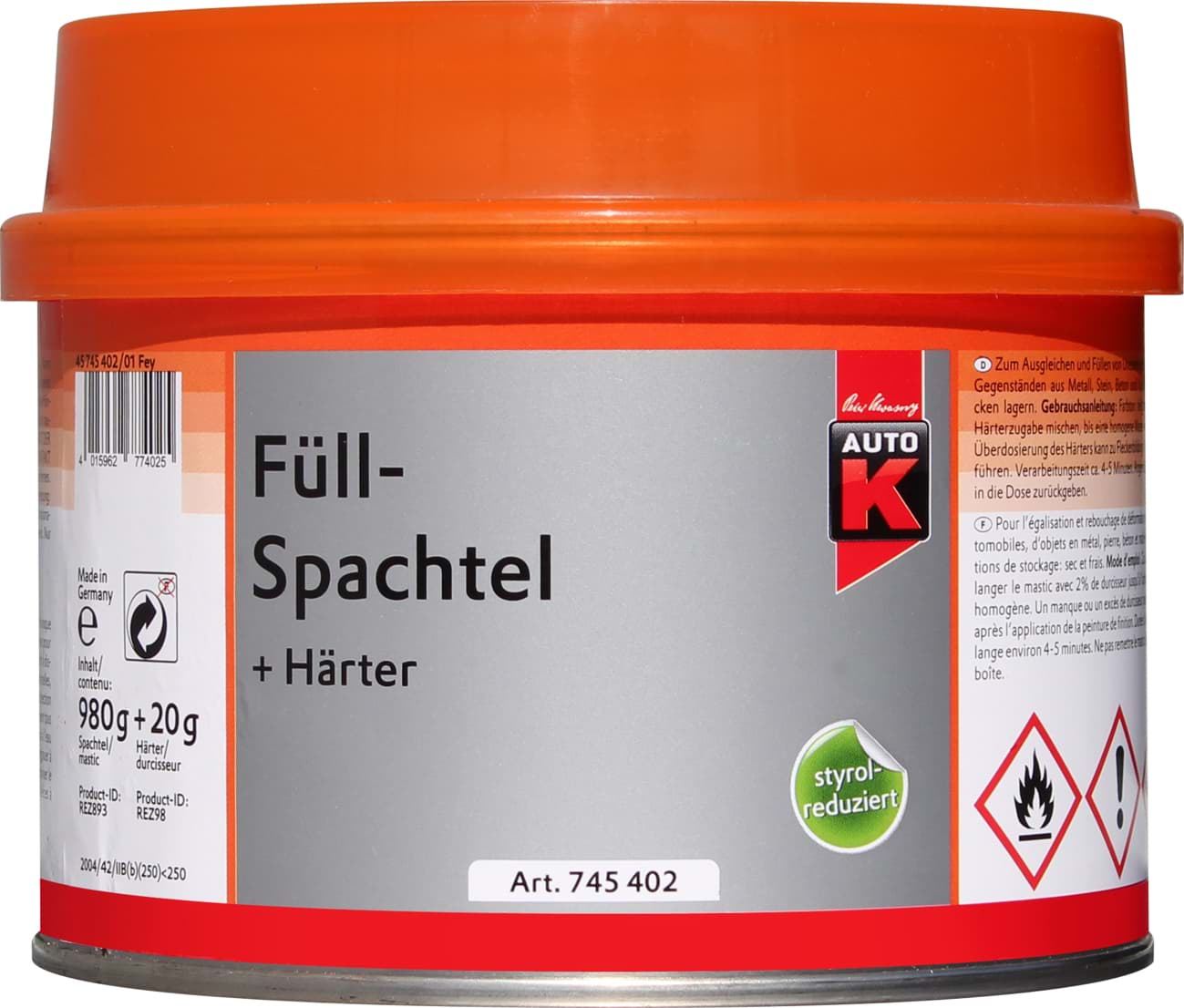 Obraz AutoK Füllspachtel 1 kg 745402