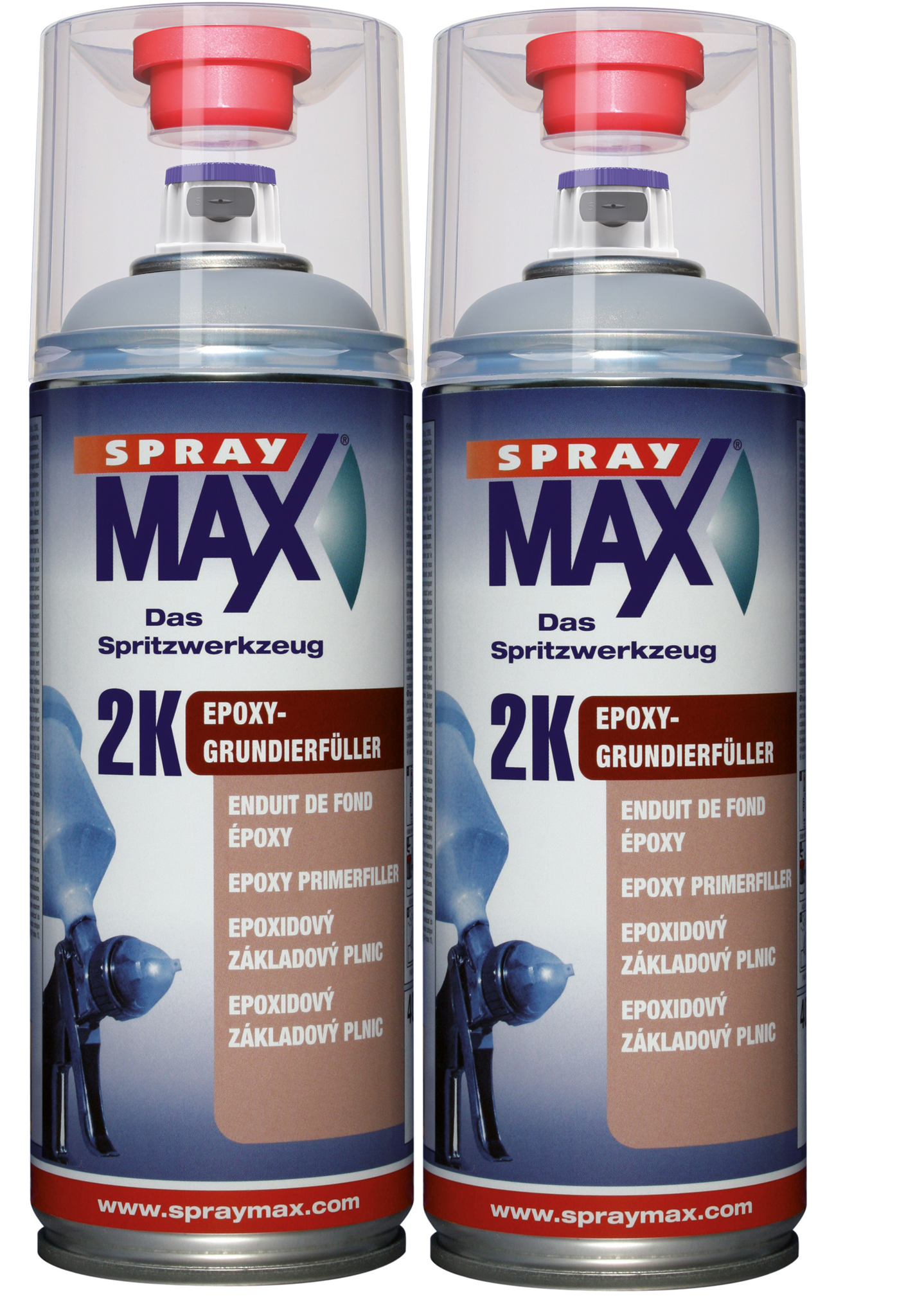 Bild von SprayMax 2K Epoxy-Grundierfüller grau Spray 2 x  400ml 