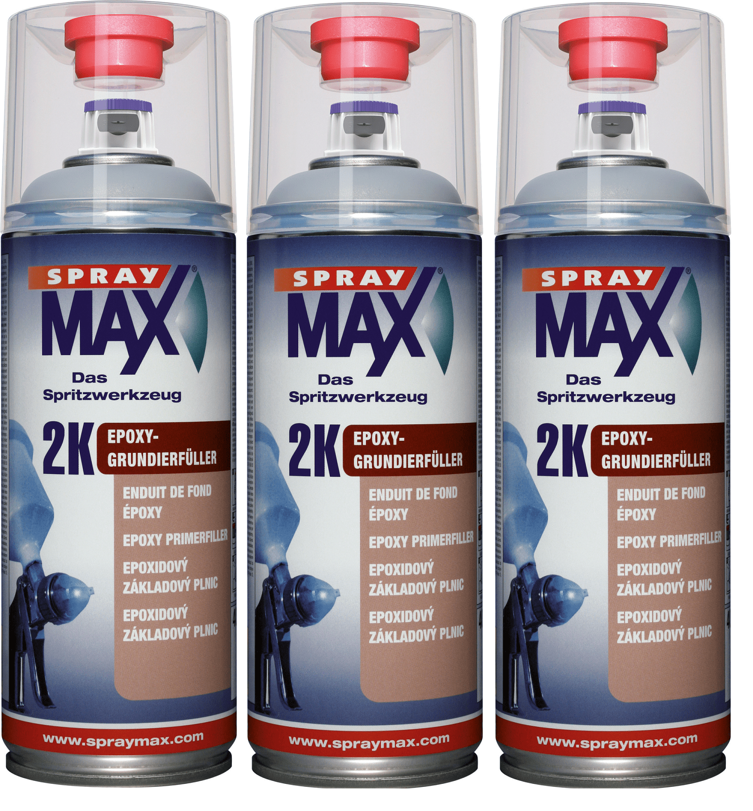Bild von SprayMax 2K Epoxy-Grundierfüller grau Spray 3 x  400ml