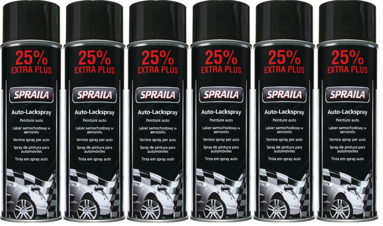 Picture of Spraila schwarz glänzend Sprühlack 6 x 500ml von AutoK 300905