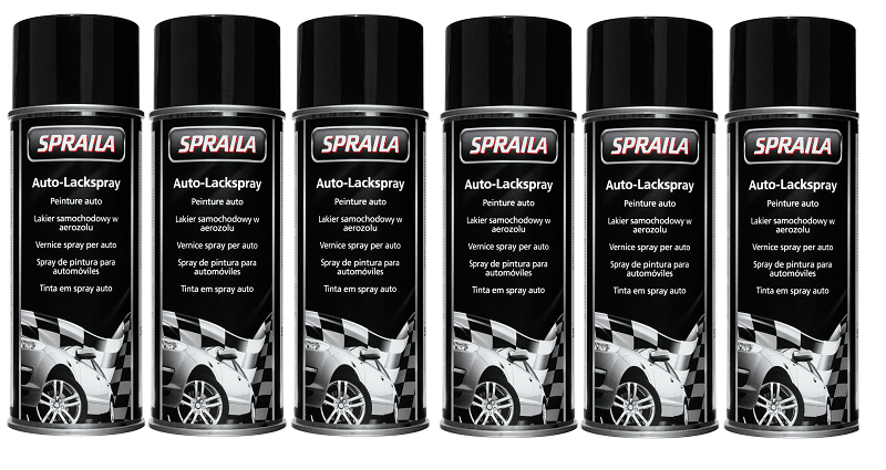 Bild von 6x Spraila Lackspray Universal schwarz glanz 400ml 