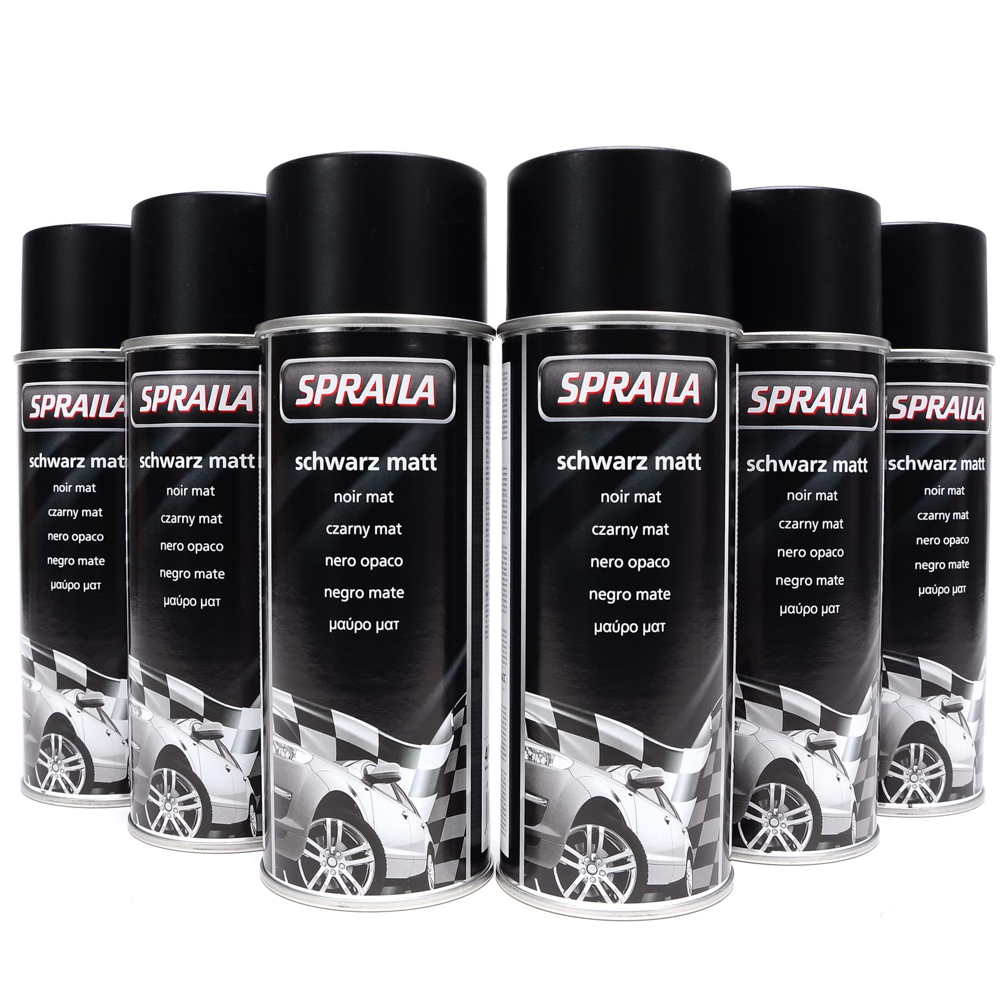 6x Spraila Lackspray Universal schwarz matt 400ml K300021
