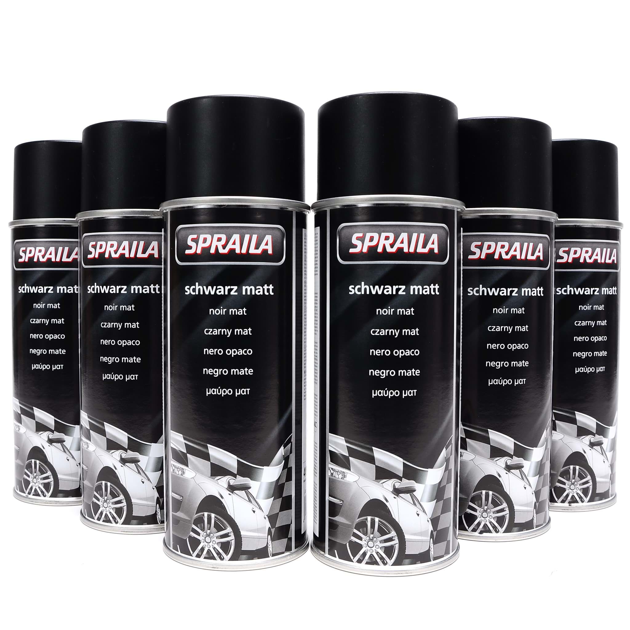 Bild von 6x Spraila Lackspray Universal schwarz matt 400ml