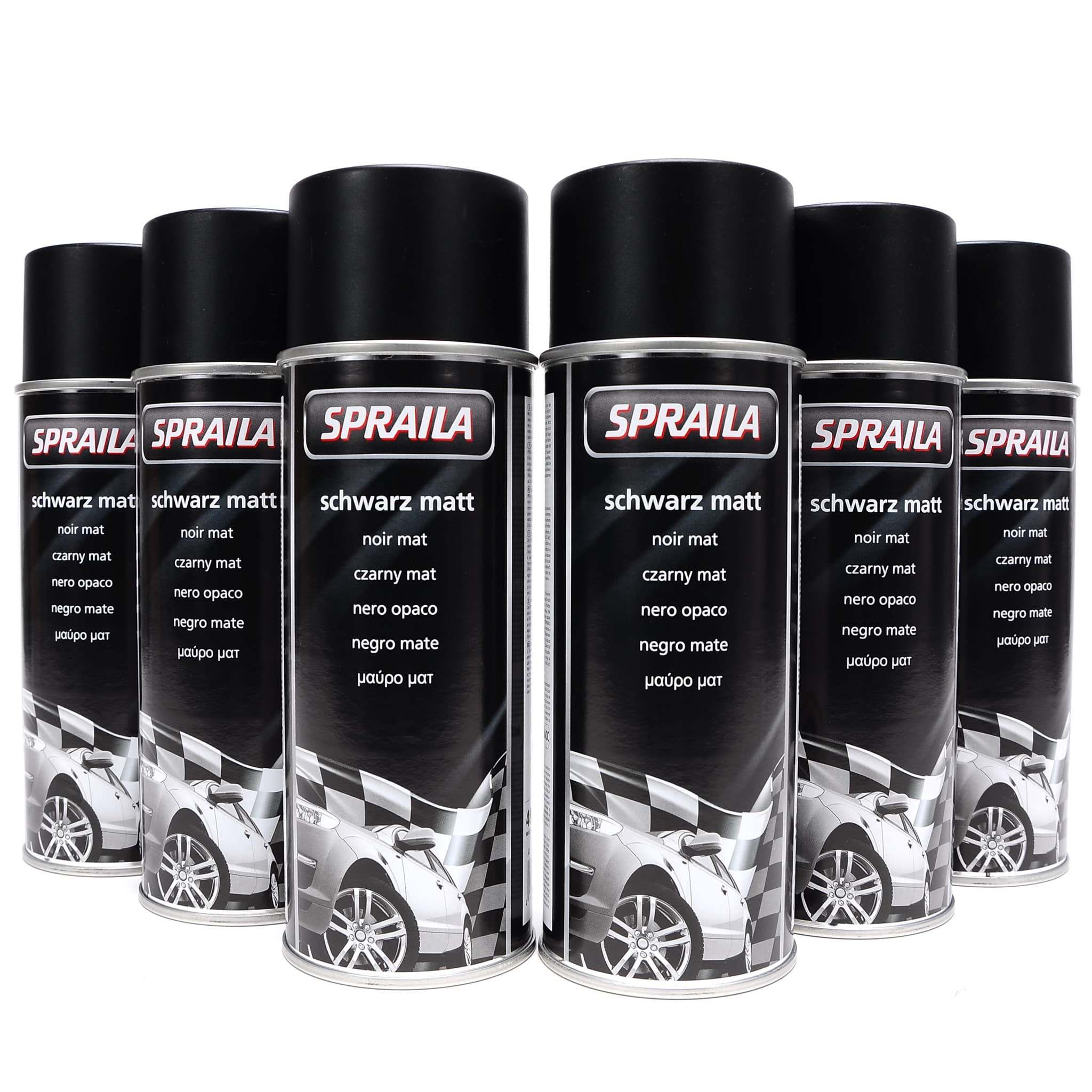 Afbeelding van 6x Spraila Lackspray Universal schwarz matt 400ml K300021