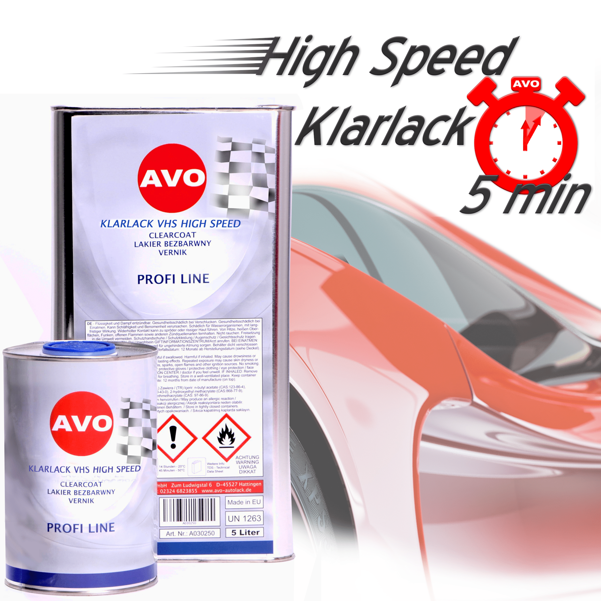 AVO VHS High Speed Klarlack Set 7,5lt resmi