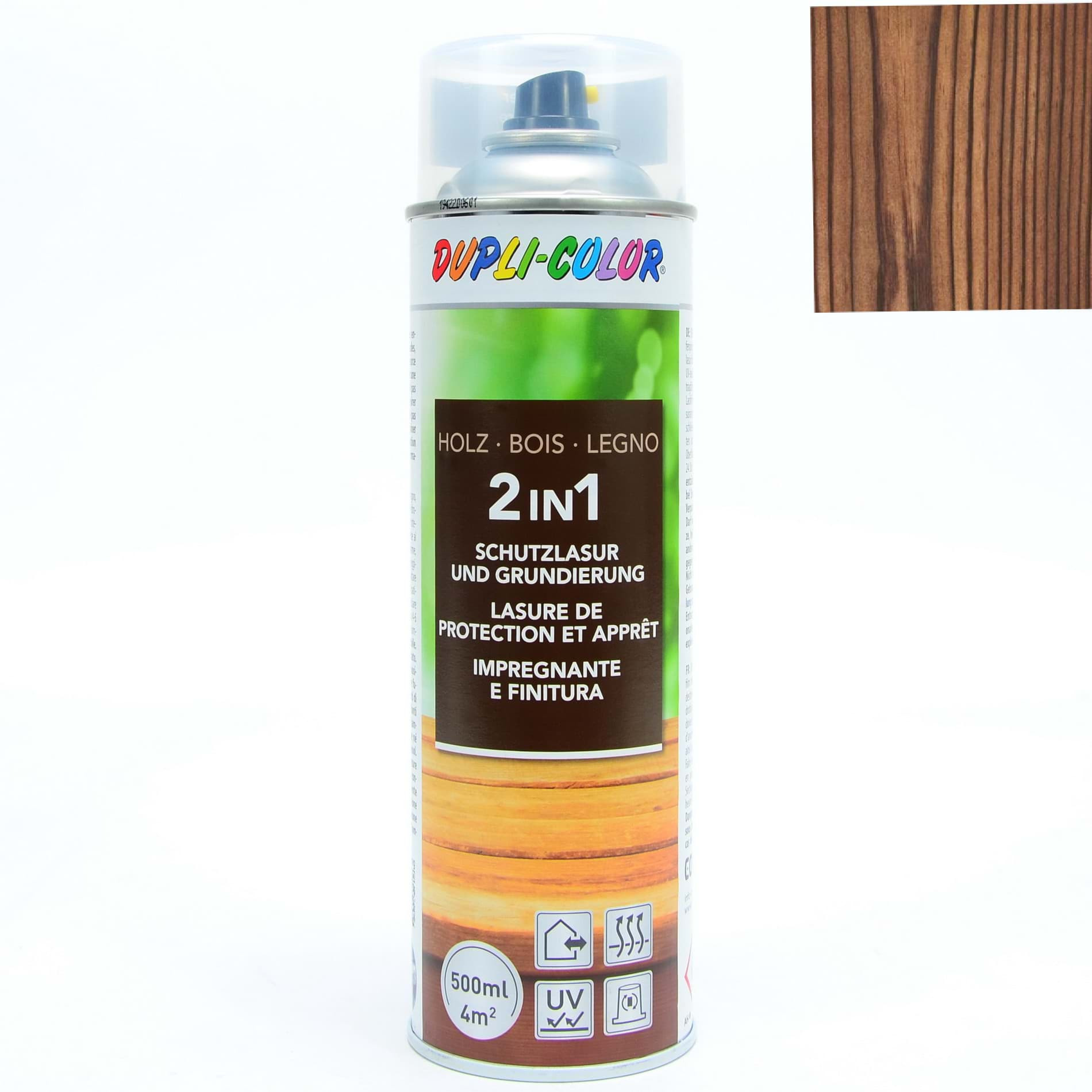 Afbeelding van DUPLI-COLOR Holzschutzlasur 2 in 1 Teak 500ml 