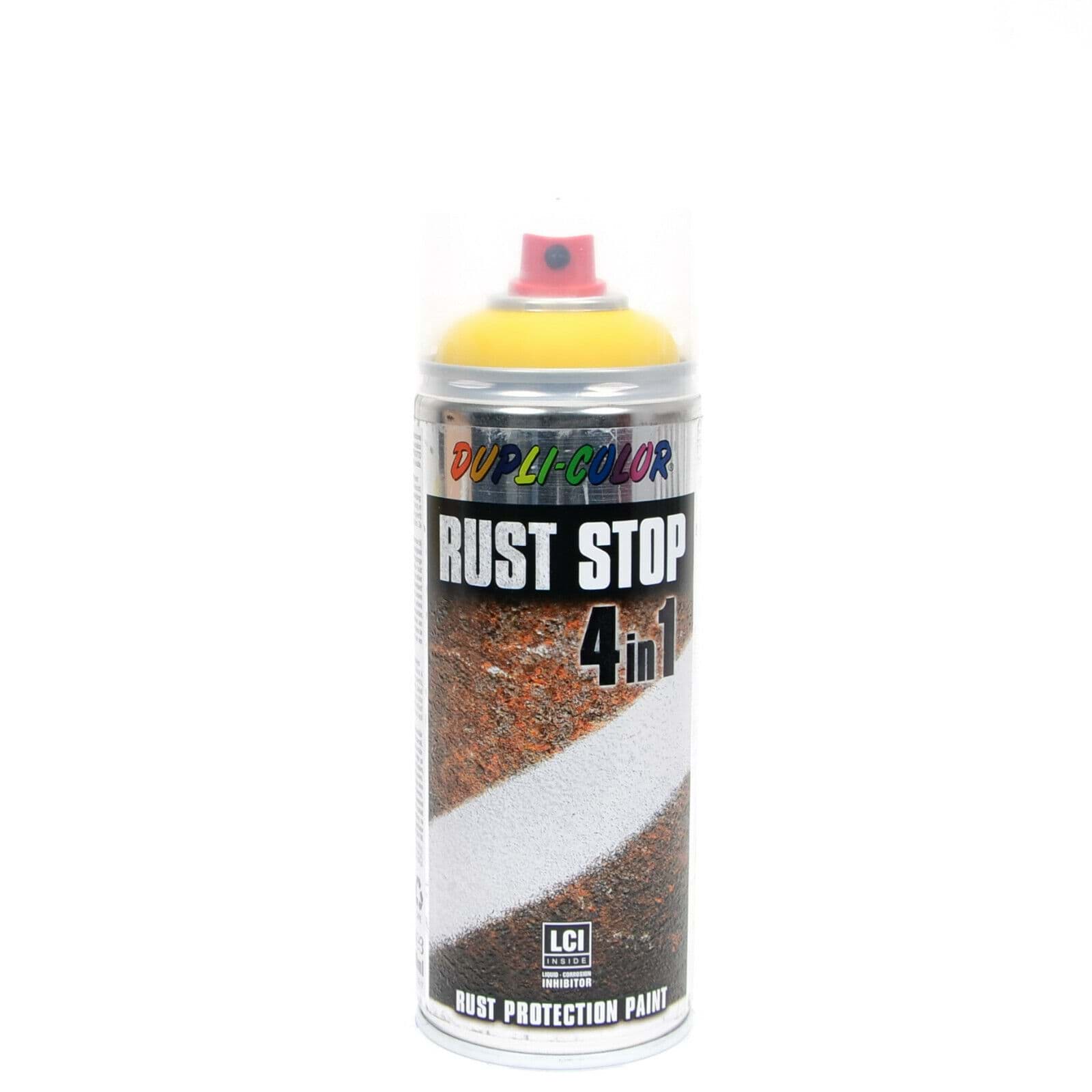 Bild von Rostschutz Lack Spray Sprühdose 4 in 1 Industrielack Rust Stop RAL 1021 rapsgelb